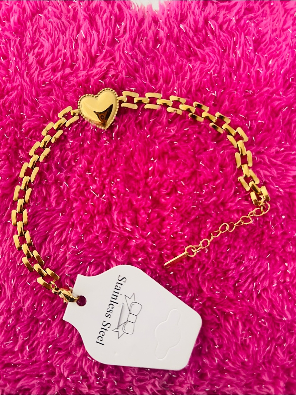 Gold Heart Link Bracelet -